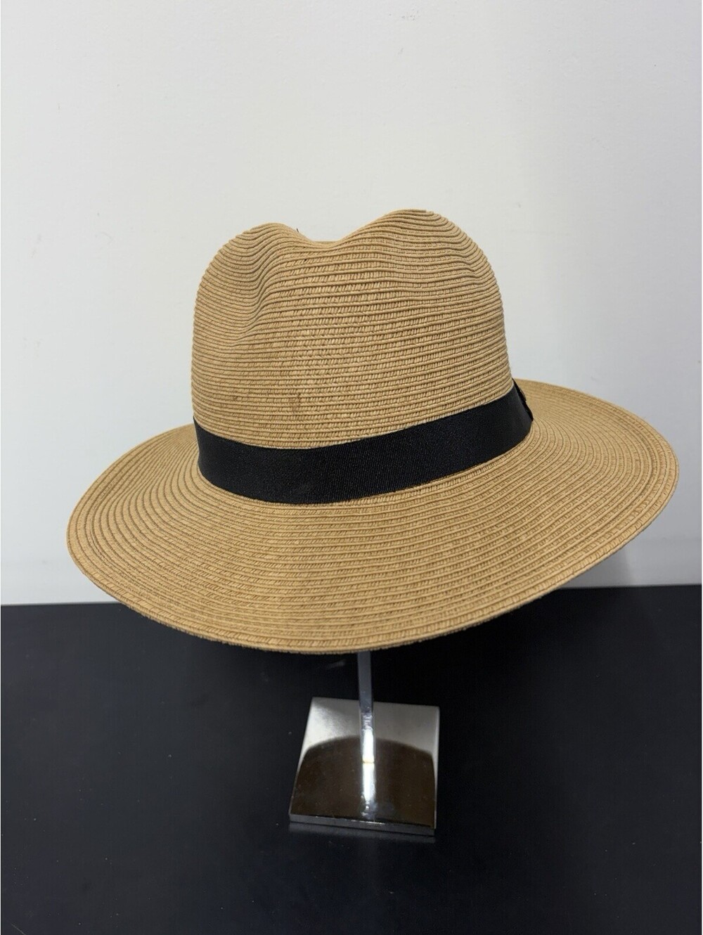 Sunday Afternoons Havana Hat Fedora Style Tan Paper Straw Weave & Black Band